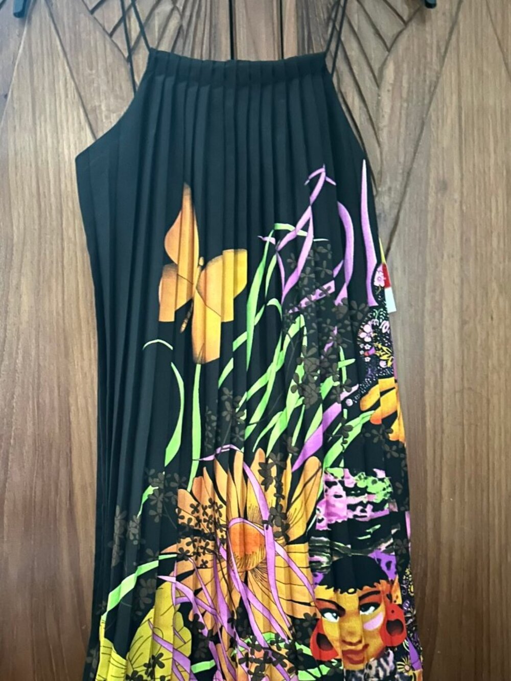 Desigual Mini Pleated Tropical Print Dress Size S (38 European)